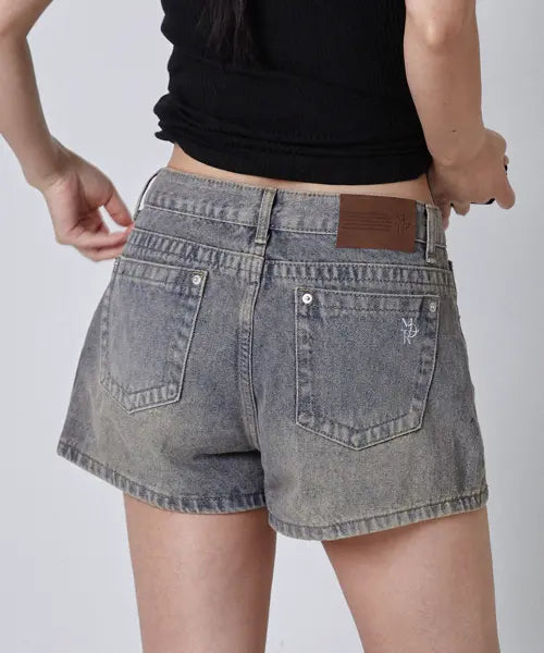 [MILLIONCOR] Summer Micro Mini Denim Shorts (Sand Blue) / 썸머 마이크로 미니 데님 쇼츠 (샌드블루)