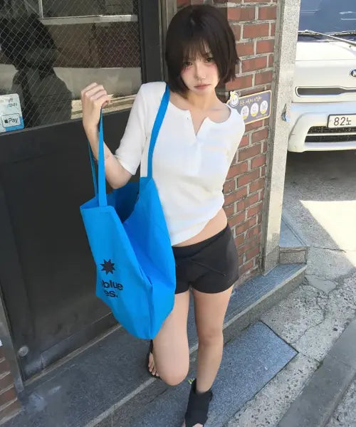[MY DEEP BLUE MEMORIES] MM LOGO ECO BAG_Cyan
