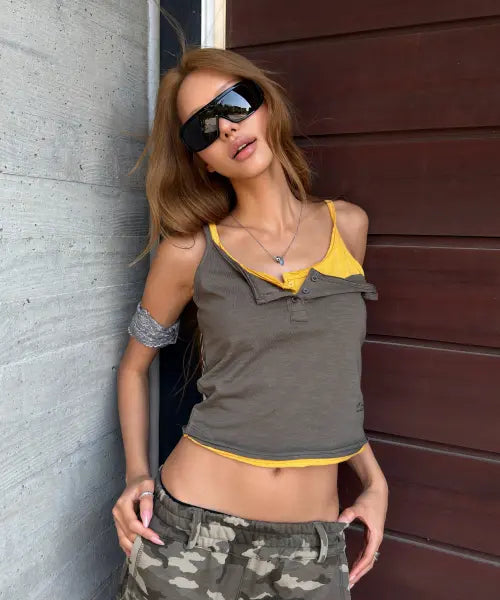 [CITTA] Vintage Slub Henley Neck Sleeveless_CTT3016(4color)