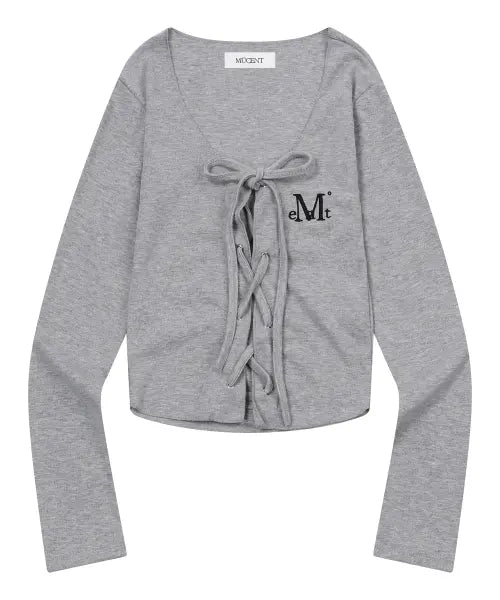[MUCENT] MARING EYELET LACE-UP CORSET LONG SLEEVE T (3COLOR) / 마링 아일렛 레이스업 코르셋 굴림 롱 슬리브 티 (3컬러)
