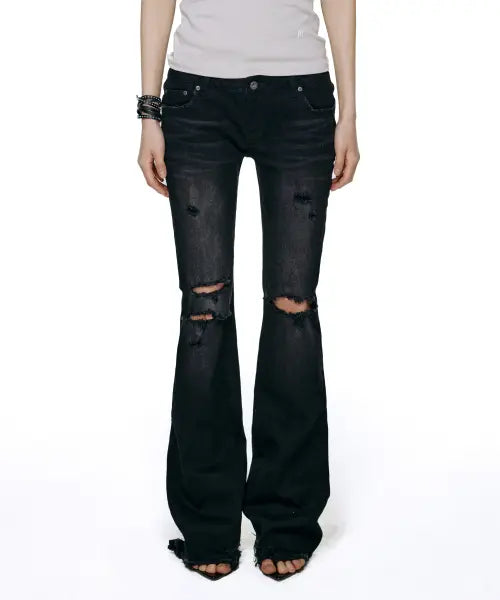 [ROCKCAKE] Layne Low Rise Bootcut Jeans - Black