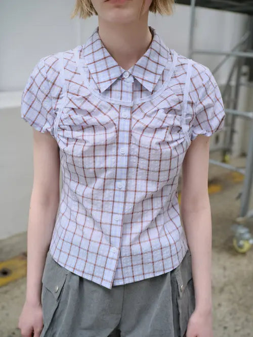 [RAIVE] Double-Layered Check Blouse VW6MB413_2color