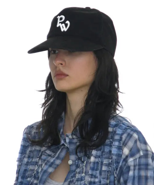 [PARTIMENTO WOMEN] WASHED PW EMBROIDERED GRANDAD CAP_BLACK / 워시드 PW 엠브로이더드 그랜대드 캡_블랙