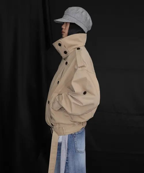 [SANDRIC] High Neck Cotton Jacket_Beige