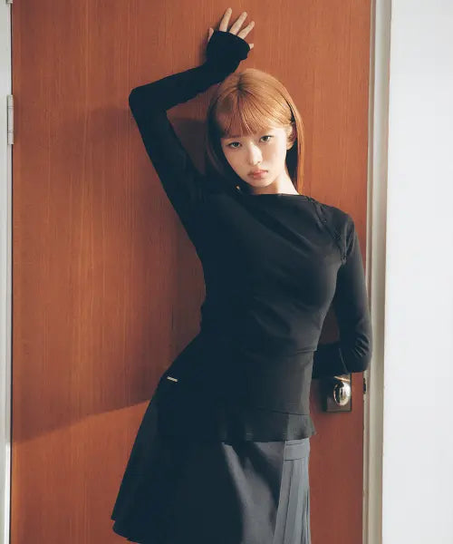 [MISEKI SEOUL] Slash button layered long sleeve BLACK