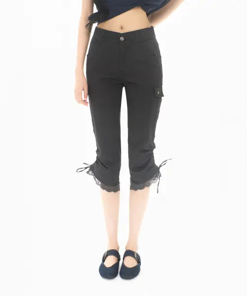 [MIRECO] LACE CORSET CAPRI PT CHARCOAL