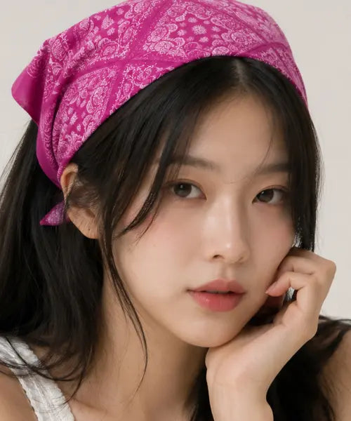 [KOLEAT] Renner Paisley Bandana Headband/Scarf [Dark Pink] / 자외선차단 반다나 르네르 페이즐리 헤어두건 손수건 [다크핑크]