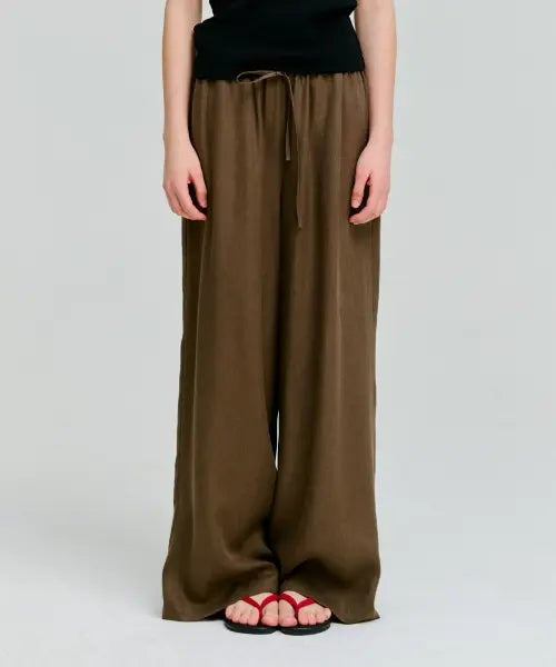 [DEPOUND] linen pocket banding pants - brown / 린넨 포켓 밴딩 팬츠 [브라운]