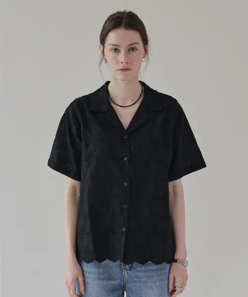 [CLAFF] Moah Lace Shirt_Black / 모아 레이스 셔츠_black