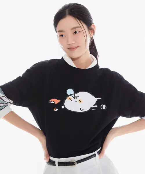 [SPAO] Damgom Short Sleeve T-Shirt (Black) / [담곰이] 반팔 티셔츠(BLACK)_SPRLG25U01