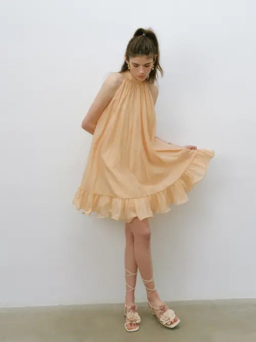 [SINCETHEN] Apricot Halterneck Mini Dress / 애프리콧 홀터넥 미니원피스