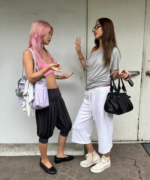 [ASURA] FOLD HAREM PANTS (CHARCOAL)
