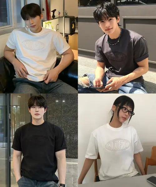 [NOT ONLY FOR TODAY] Oval NOFT Embroidered Short Sleeve T-Shirt (3 Colors) / 오벌 NOFT 자수 반소매 티셔츠 (3Color)