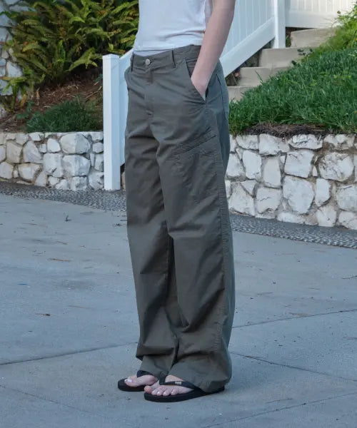 [LOW CLASSIC] WASHED COTTON POCKET PANTS_OLIVE KHAKI [LC261PT13OL]