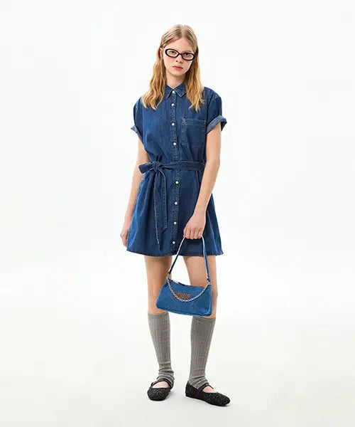 [TOMMY JEANS] TOMMY JEANS / 샴브레이 셔츠 미니 원피스 (T32G1NOP13TWT21A5)