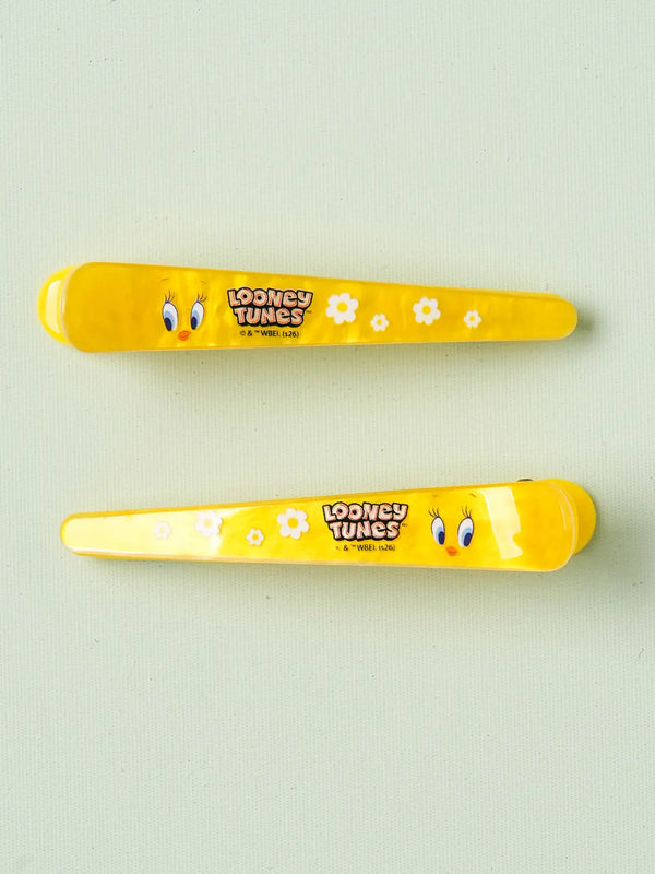 [DAISO] Looney Tunes Slim Hair Clips (2-pack) Yellow / 루니툰즈 슬림 헤어 클립 2개입 옐로우