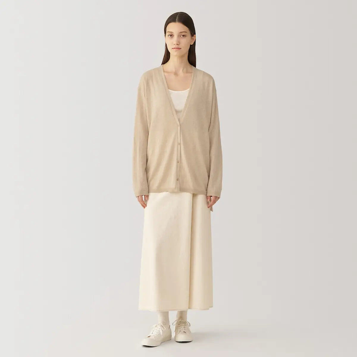 [MUJI] Undyed Cashmere V-Neck Cardigan / 논 염색 캐시미어 V넥 가디건