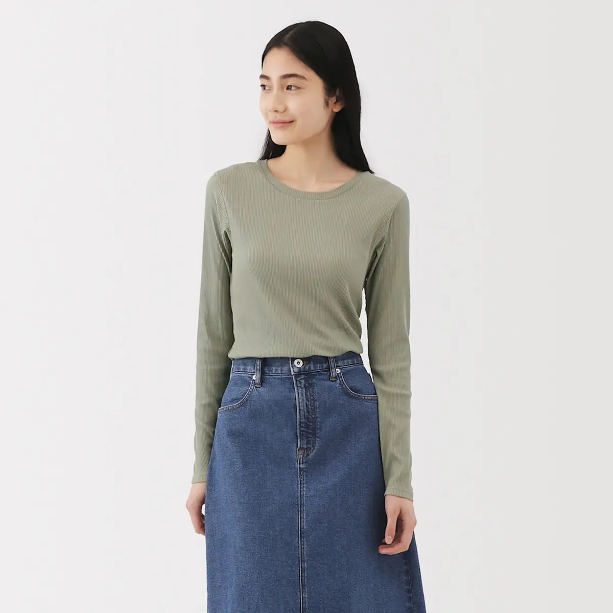 [MUJI] Soft Touch Crewneck Long Sleeve T-Shirt / 소프트 터치 크루넥 긴소매 티셔츠