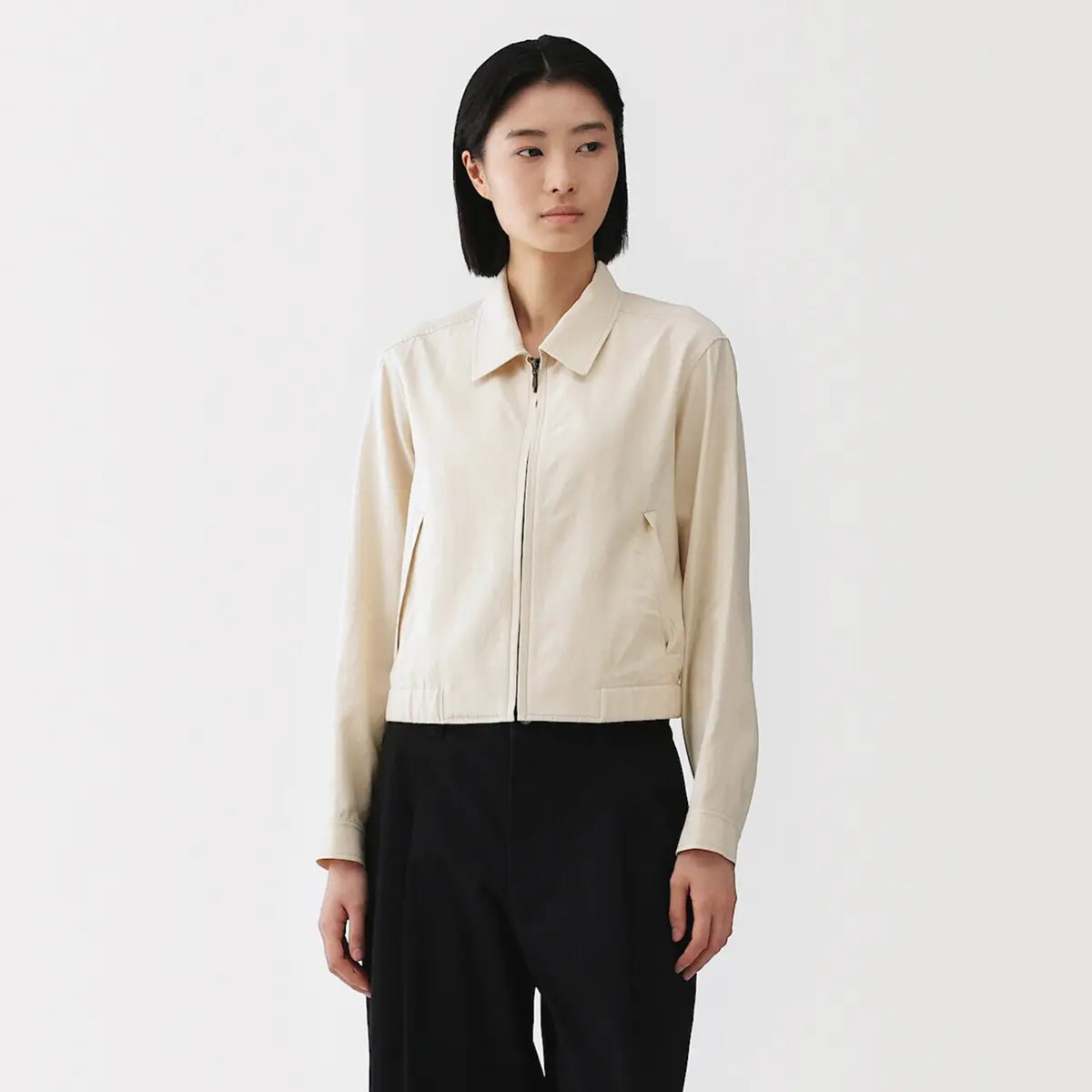 [MUJI] Rayon Cotton Collar Short Blouson / 레이온 코튼 칼라 쇼트 블루종