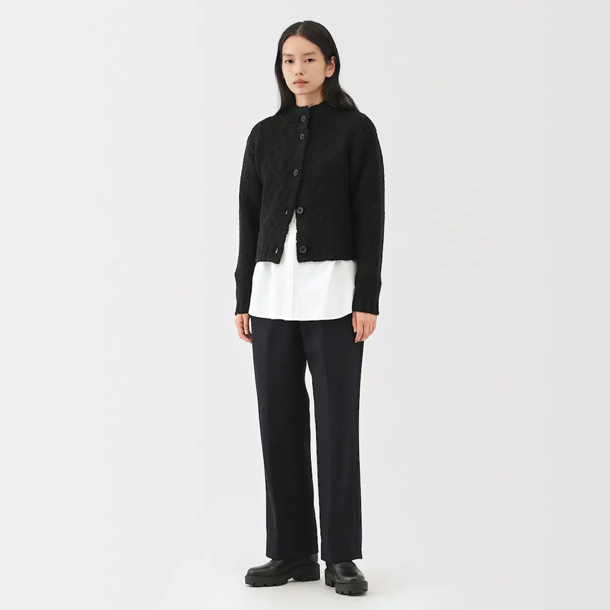 [MUJI] Merino Wool Low Gauge Short Cardigan / 메리노 울 로우 게이지 쇼트 가디건