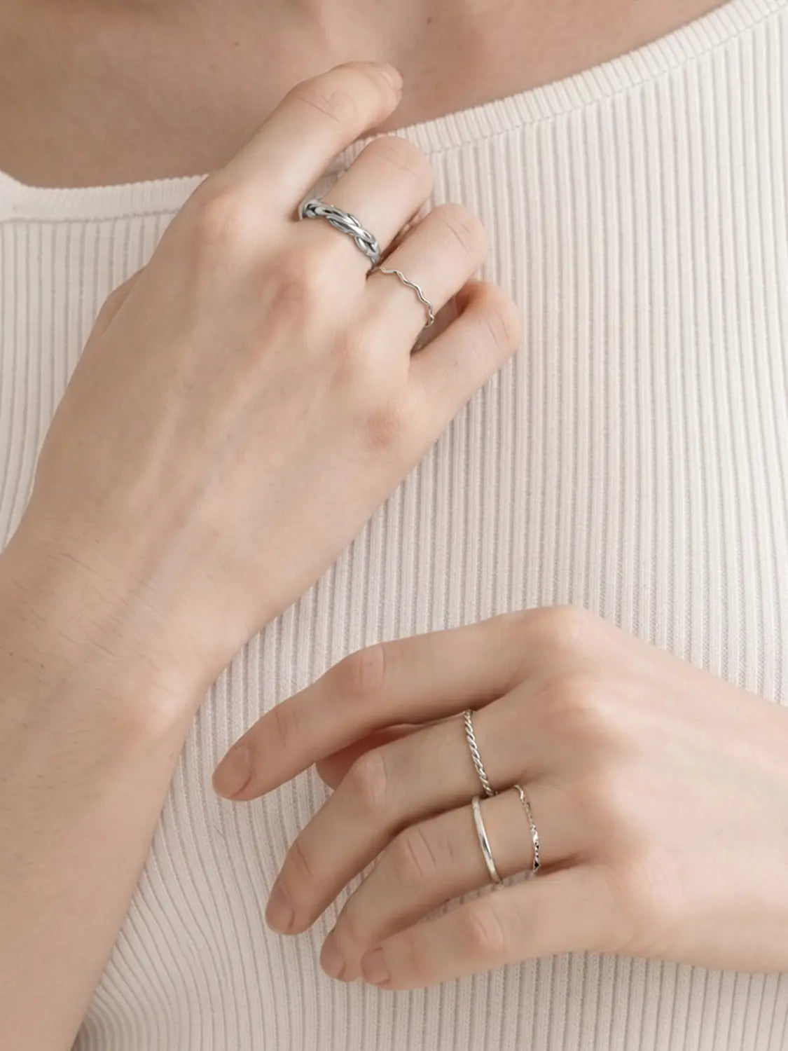 [Soy Milk] Soyoo Wave Ring Set (5 Pieces) / 소이유 웨이브 반지세트 5개입