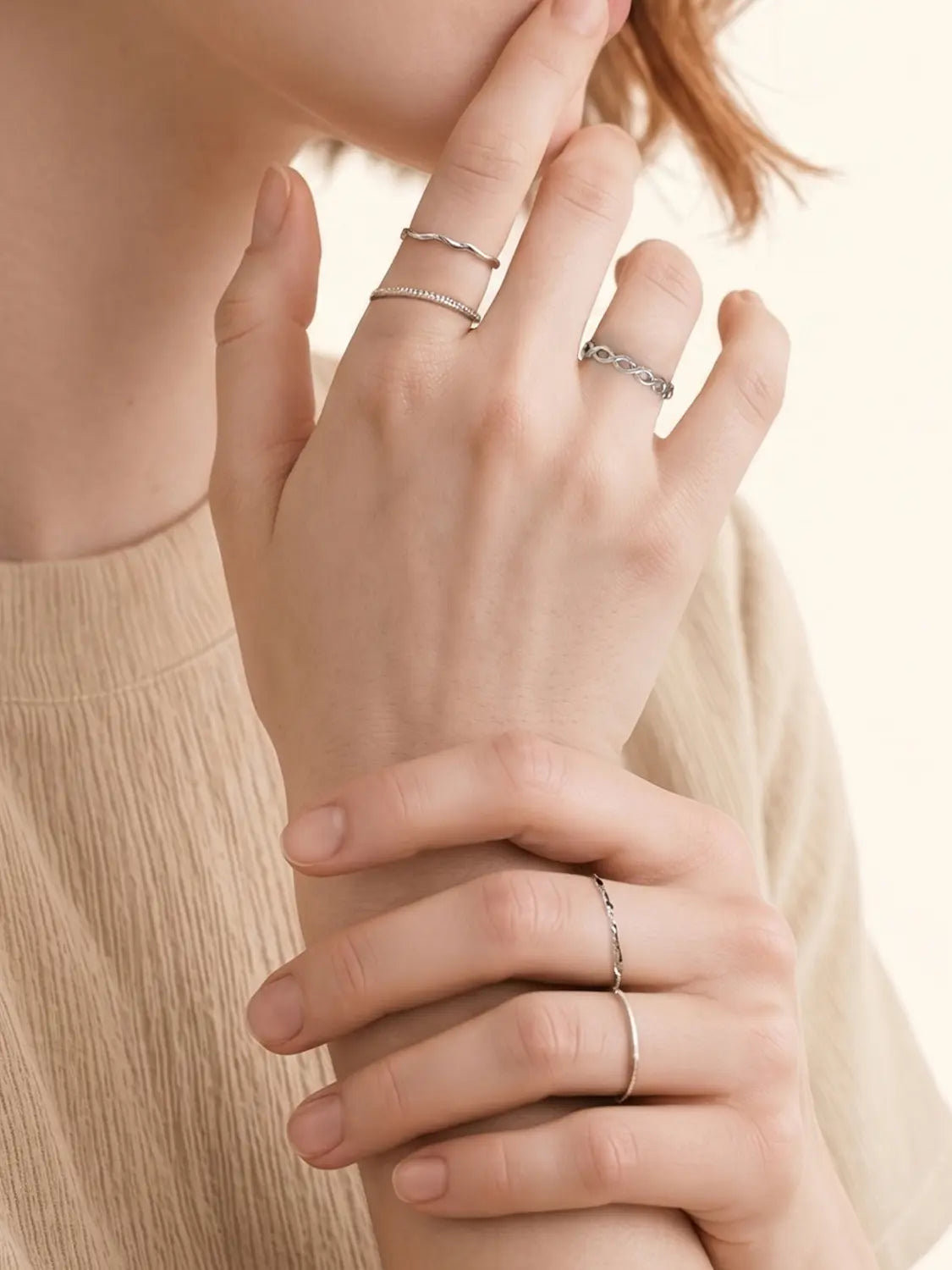 [Soy Milk] Soyou Chain Ring Set (5 pieces) / 소이유 체인 반지 세트 5개입