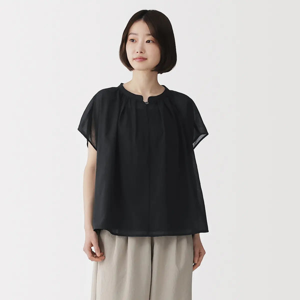 [MUJI] Cotton Sheer French Sleeve Blouse / 강연 코튼 시어 프렌치 슬리브 블라우스