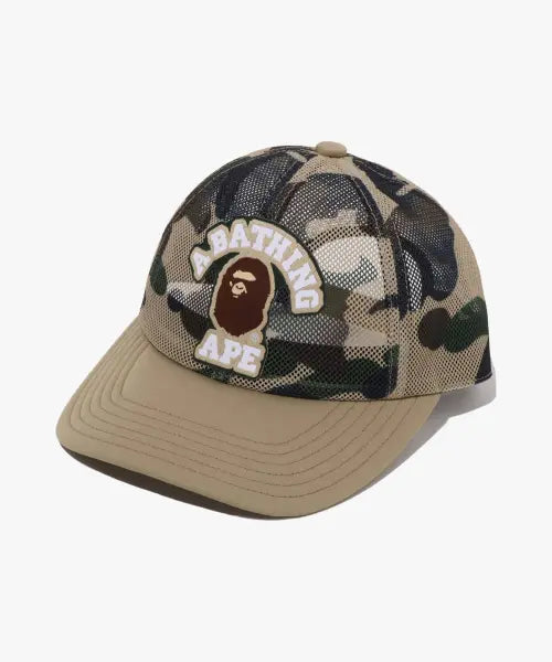 [BAPE] 1ST CAMO COLLEGE EMBRODERY PATCHED MESH CAP M_YELLOW / 퍼스트 카모 콜리지 엠브로더리 패치드 메쉬 캡 YELLOW