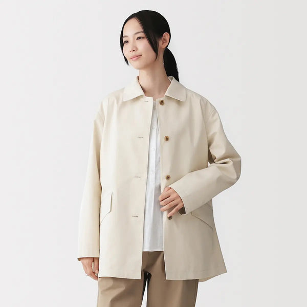 [MUJI] Water-Repellent Cotton Blend Twill Stand Collar Half Coat / 발수 코튼 혼방 트윌 스텐 칼라 하프 코트