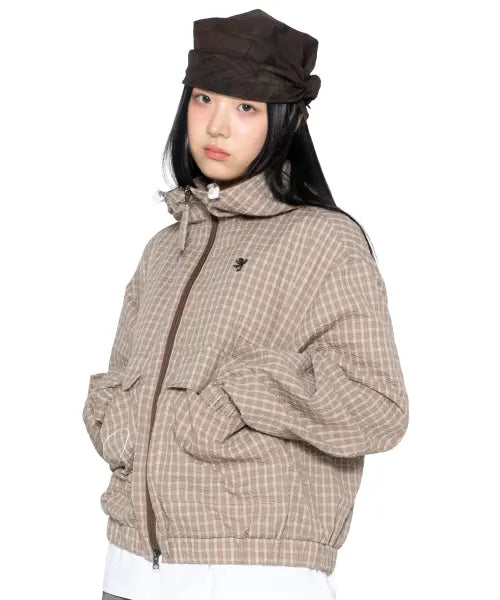 [GLACK] GZJ002 Merlin Seersucker Check Windbreaker (Brown) / GZJ002 멀린 시어서커 체크 윈드브레이커 (BROWN)