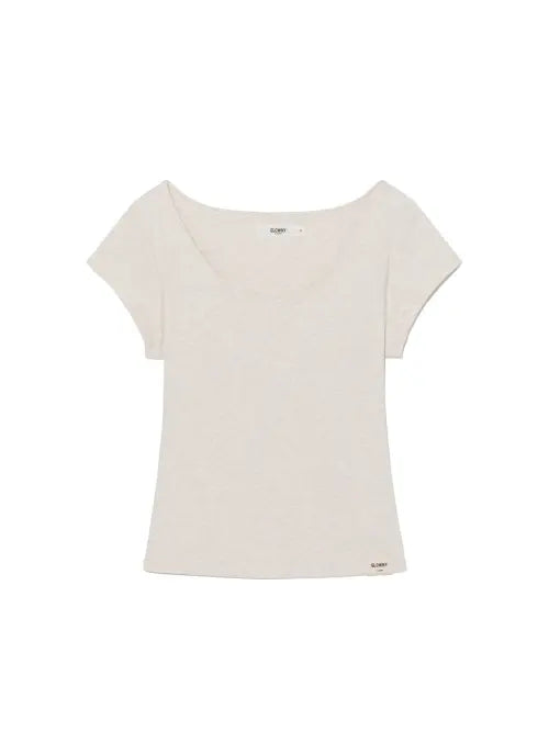[GLOWNY] G DEEP SCOOP TEE (OATMEAL)