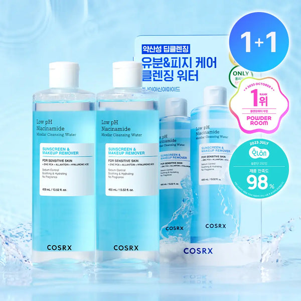 [COSRX] COSRX Low pH Niacinamide Cleansing Water (400ml x 2) / 코스알엑스 약산성 나이아신아마이드 미셀라 클렌징워터 400ml 2입 기획