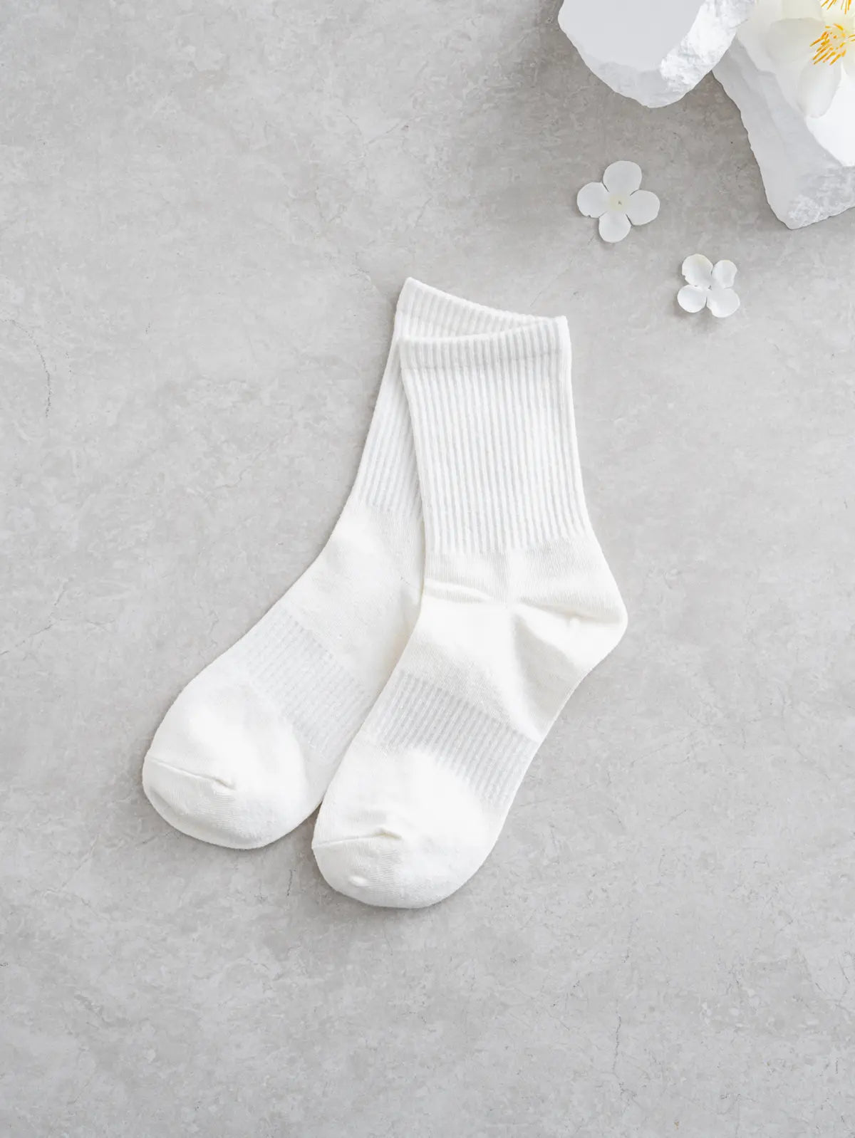 [Monput] Monfoot Women's Ribbed Mid-Calf Socks / 몬풋 여성 골지 중목 양말화이트