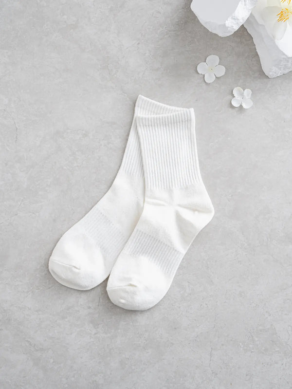 [Monput] Monfoot Women's Ribbed Mid-Calf Socks / 몬풋 여성 골지 중목 양말화이트