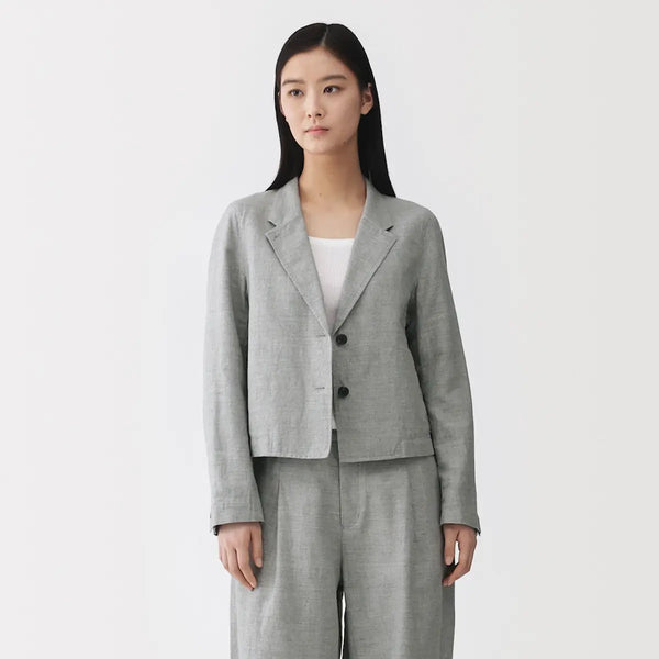 [MUJI] Linen Cotton Herringbone Short Jacket / 리넨 코튼 헤링본 쇼트 재킷