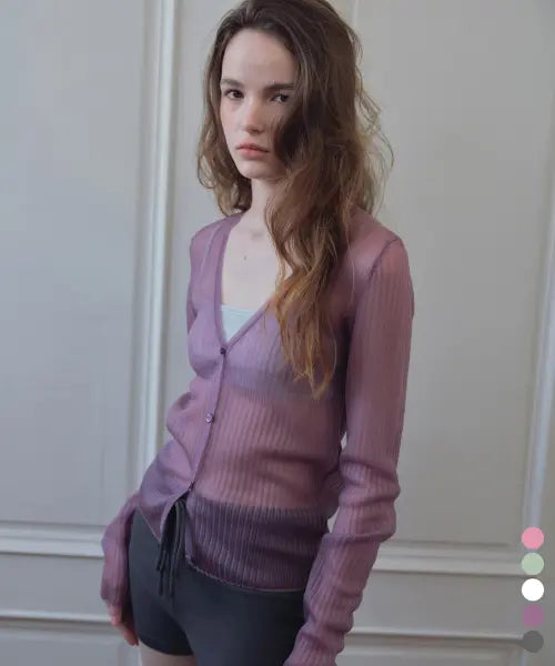 [CITTA] Glossy Sheer Knit Cardigan _CTK268(5color)