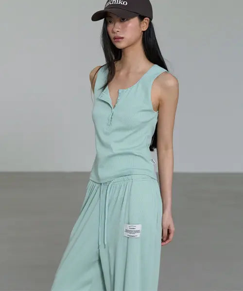 [MICHIKO LONDON KOSHINO] Easy Sleevless \u0026 Pants Set Mint / 이지 슬리브리스 \u0026 팬츠 세트 민트