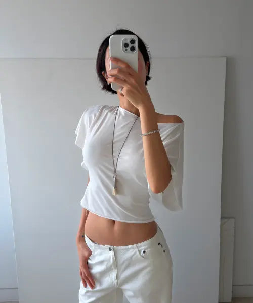[GLOWNY] CORE HALF TEE (WHITE)