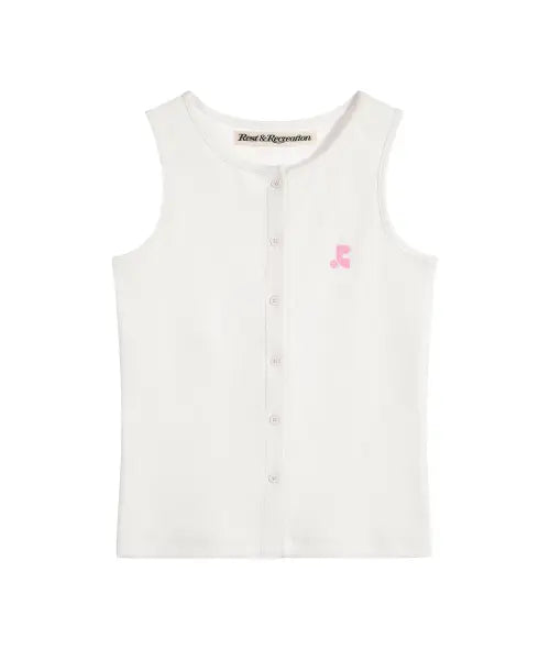 [REST\u0026RECREATION] SLEEVELESS CARDIGAN - WHITE