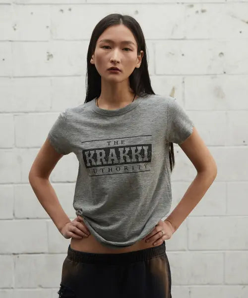 [KRAKKI] [Women] BOX Logo Tee_Grey [KR265PWT472]