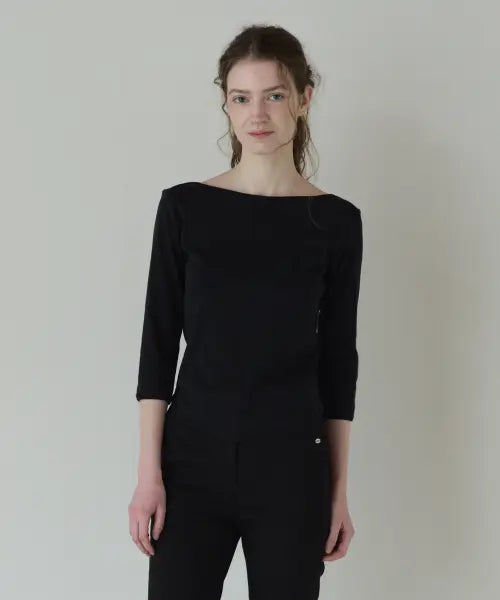 [TTUDEMENT] 50s EMBROIDERED 3/4 SLEEVE T-SHIRT_BLACK