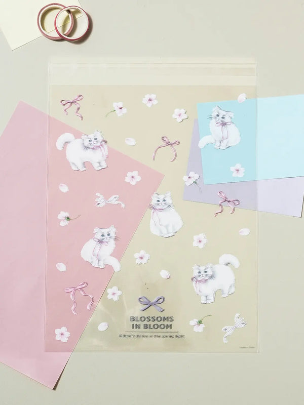 [DAISO] Cherry Blossom Clear Adhesive Packaging Bags (Large, Pack of 10) / 벚꽃 클리어 점착식 포장 봉투 L 10매입