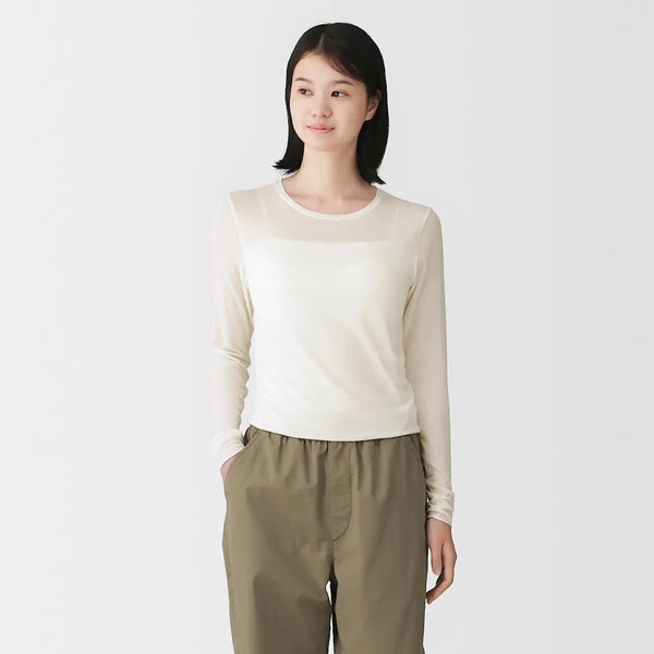[MUJI] Sheer Crewneck Long Sleeve T-Shirt / 시어 크루넥 긴소매 티셔츠