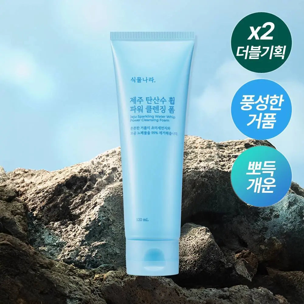 [Shingmulnara] Plantnery Jeju Sparkling Water Whip Power Cleansing Foam 120ml / [미세먼지 세정] 식물나라 제주 탄산수 휩 파워 클렌징 폼 120ml (단품/1+1기획)
