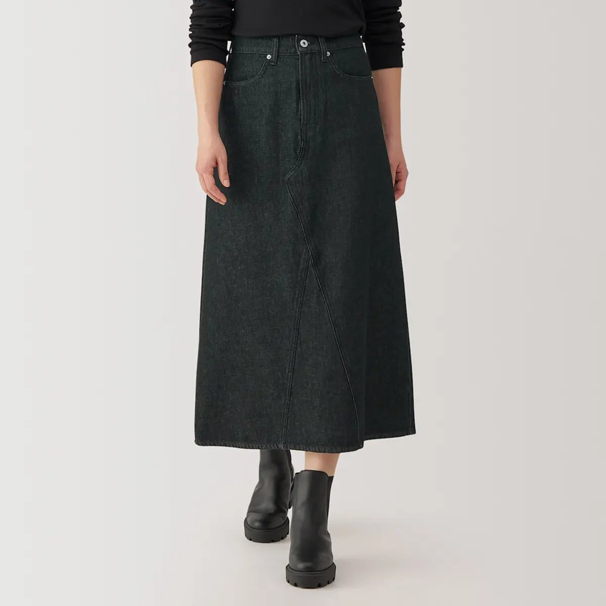 [MUJI] K-Pop Blend Denim A-Line Skirt / 케이폭 혼방 데님 A라인 스커트