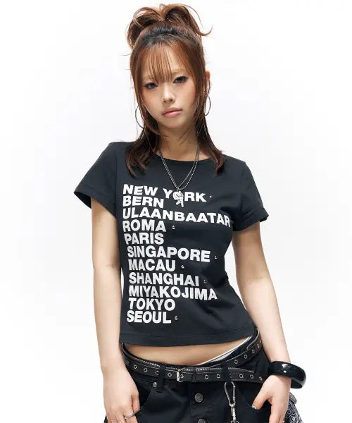 [SCHISM INDUCING] WORLDLINE GRAPHIC T SHIRT BLACK