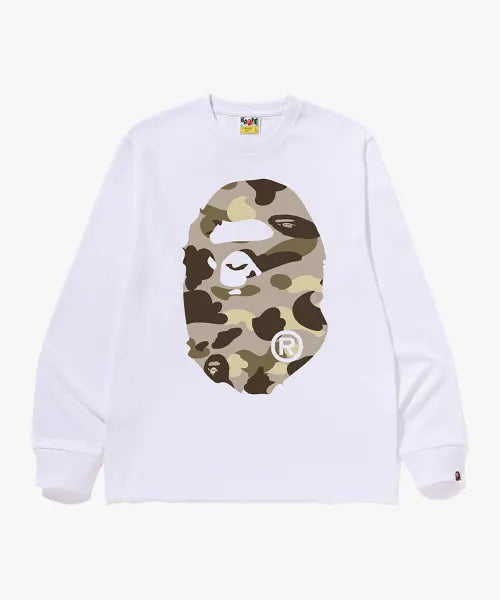 [BAPE] Color Camo Ape Head Long Sleeve T-Shirt (M) White/Brown / 컬러 카모 빅 에이프 헤드 롱 슬리브 티셔츠(M) WHITE/BROWN