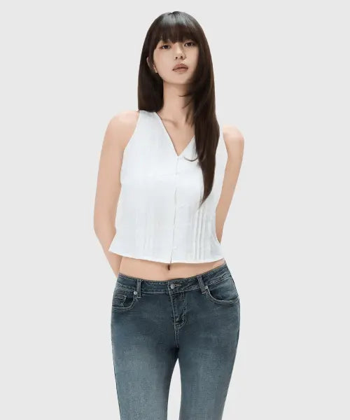 [MIXXO] Halter Neck Sleeveless Blouse_MIWBNG721C / 홀터 나시 블라우스_MIWBNG721C
