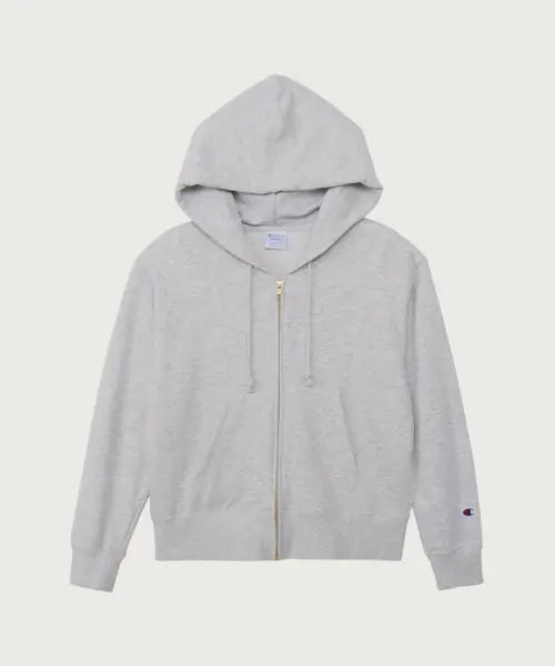 [CHAMPION] Women's Basic Small Logo Hooded Zip-Up Grey / 여성 베이직 스몰 로고 후드 집업 Grey