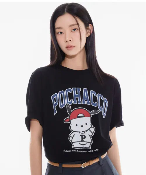 [SPAO] Sanrio Characters Short Sleeve T-Shirt (Black) / [산리오캐릭터즈] 반팔 티셔츠(BLACK)_SPRLG25U05